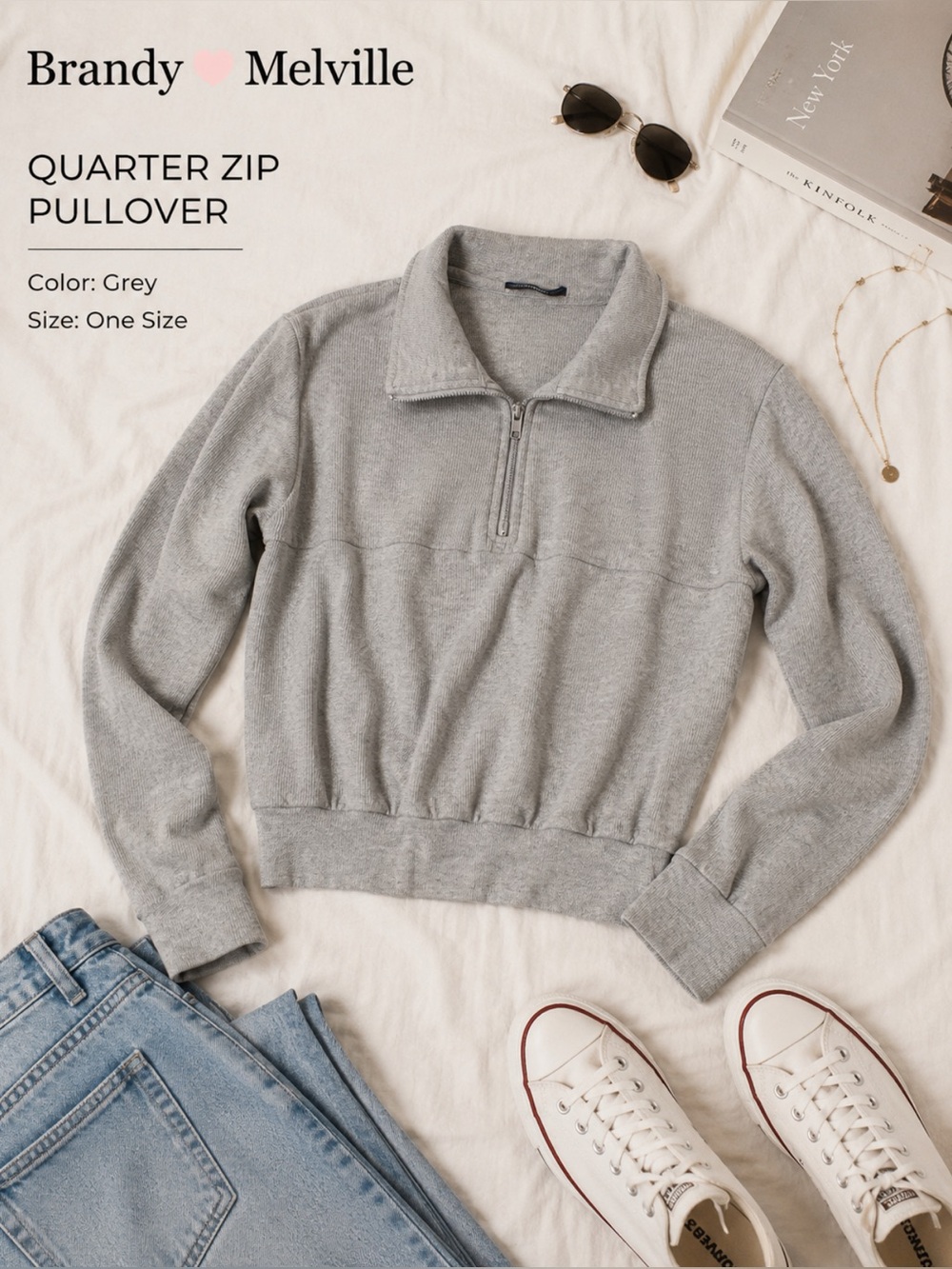 Brandy Melville 1/4 Zip Top